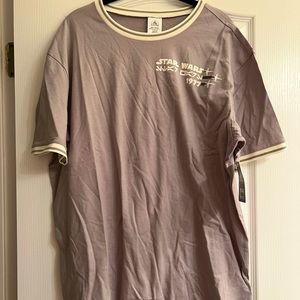 Star Wars 1977 Grey Raglan Tipped Collar Tee with Embroidery Accents - size L